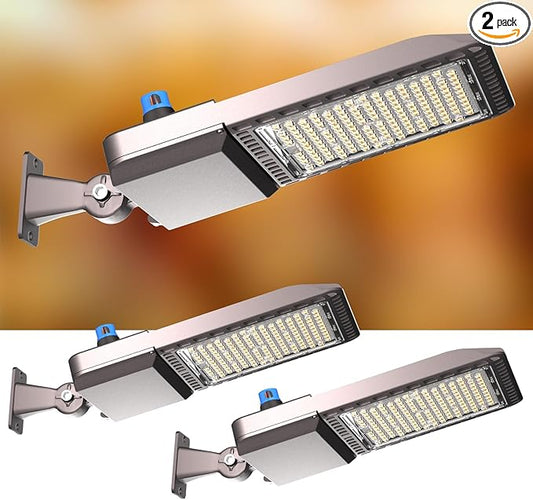 Lightdot 500W LED Parking Lot Lighting 75000Lm 5000K Daylight LED Parking Lot Lights with Dusk to Dawn Photocell IP65 Pole Light with Arm Mount for Parking Lot,Yard,Driveway-2Pack
