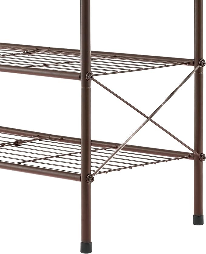 Tajsoon 3-Tier Stackable Shoe Rack Organizer, Adjustable & Expandable Shoe Storage Shelf for Entryway, Metal Wire Grid with X Shape Fixed Frame, Bronze