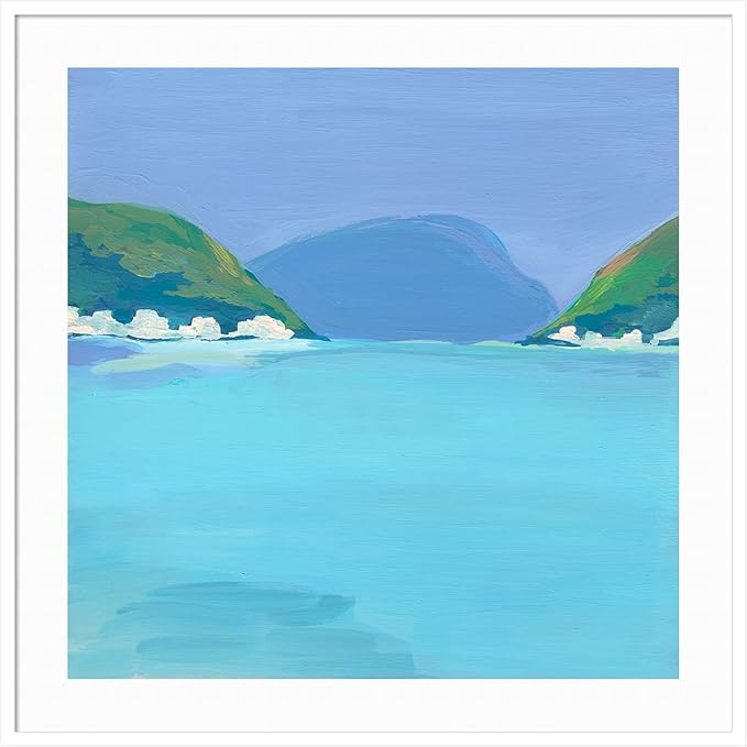 Amanti Art Framed Wall Art Print 41x41 Lake View by Kate Aurelia Holloway, Landscapes Wall Art, Coastal Decor, Oversize Poster Painting Artwork for Living Room, Bedroom, Bathroom, Kitchen, Office