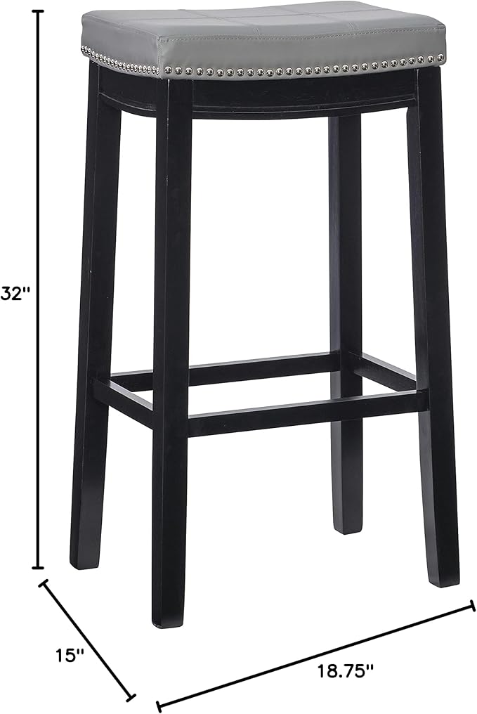 Linon Home Décor Kingston Gray Bar Stool, Black
