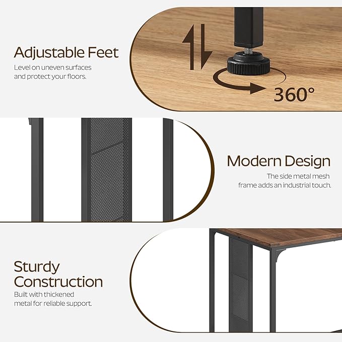 Dining Table for 6-8, 63" Large Kitchen Table, Industrial Dining Room Table, Wooden Rectangular Table with Adjustable Feet, for Dinner, Kitchen, Walnut and Black CZ03BH