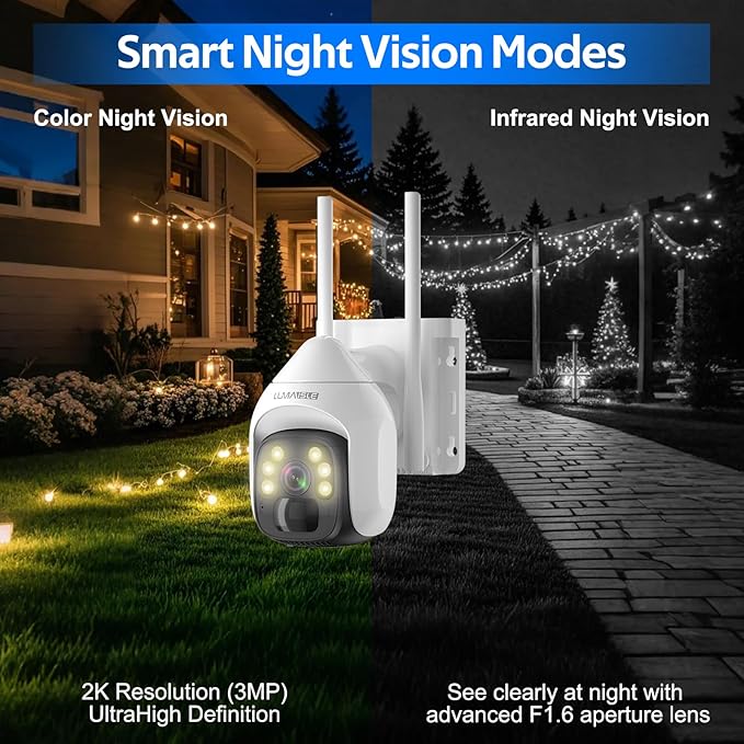 Solar Security Cameras Wireless Outdoor, 2K Pan/Tilt 360° WiFi Cameras for Home Security, Battery Powered Camera with Spotlights, Color Night Vision,Siren,Human Detection,Support 5G&2.4GHz Dual WiFi