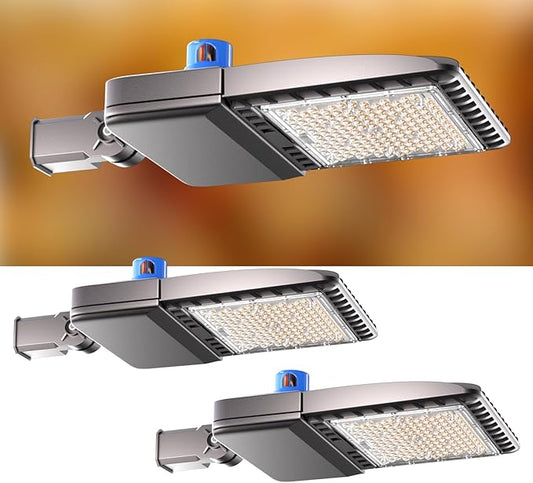 Acohook150W Led Parking Lot Lights Outdoor Commercial Area Street Lighting 5000K 22500LM Eqv.600W HPS Smart Photocell Slipfitter Mount Pole Lights -2Pack