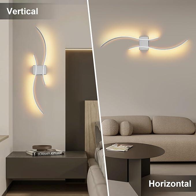 Battery Operated Wall Sconces Set of Two with Remote Control, Battery Wall Light, Stepless Colors 3000K-6000K & Dimming, Chrome Rechargeable Wall Sconces for Living Room, Hallway, Bedroom, 39.3 Inch