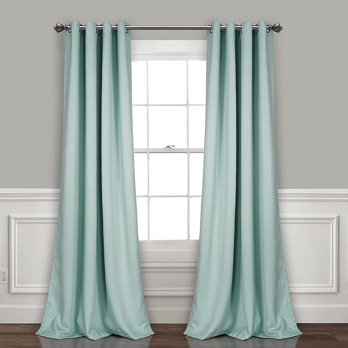 Lush Decor Insulated Grommet Blackout Window Curtain Panels, Pair, 52" W x 84" L, Blue - Classic Modern Design - Chic Window Decor - Long Curtains For Living Room, Bedroom, Or Dining Room
