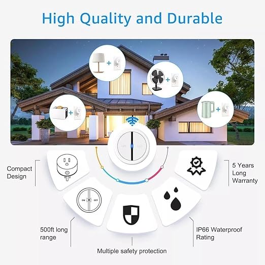 Garbage Disposal Wireless Switch 2 Kit, Greencycle Portable Remote Control Outlet,Garbage Disposal Switch with Magnetic, Remote Control Outlet,No Drilling On Sink,15A 4000V Anti-Surge 500Ft RF Range