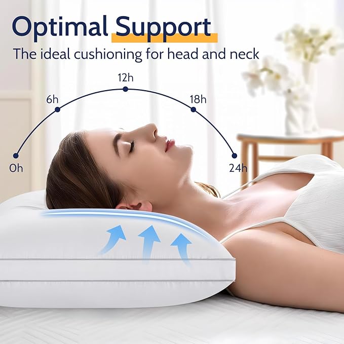 ROUMEA Pillows Queen Size Set of 2, Gusseted Bed Pillows for Sleeping 2 Pack, Luxury Hotel Quality, Supportive Queen Pillow with Soft Down Alternative for Back Stomach Side Sleepers, Machine Washable