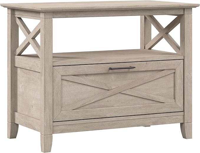 Bush Home 32-inch Nightstand with Drawer, Bedroom Furniture, Key West Collection, Washed Gray
