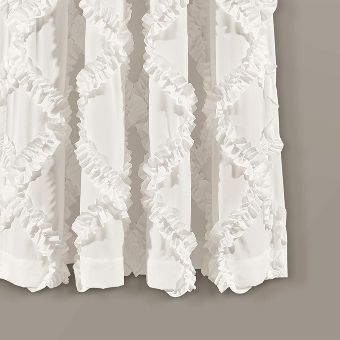 Lush Decor Ruffle Diamond Window Curtain Panel Pair, 63 in x 54 in, White