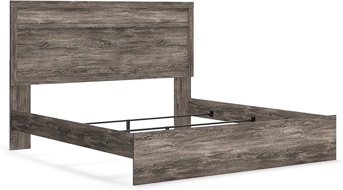 Signature Design by Ashley Ralinksi Vintage King Panel Bed with Metal Slats, Foundation or Box Spring Needed, Gray