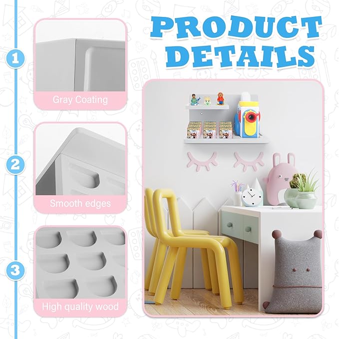 Wall Shelf Compatible with Little Tikes for Story Dream Machine Books Starter Set, for Little Tikes for Storytime Audio Play Real for Littles Character Storage Floating Shelves Blue (Grey)