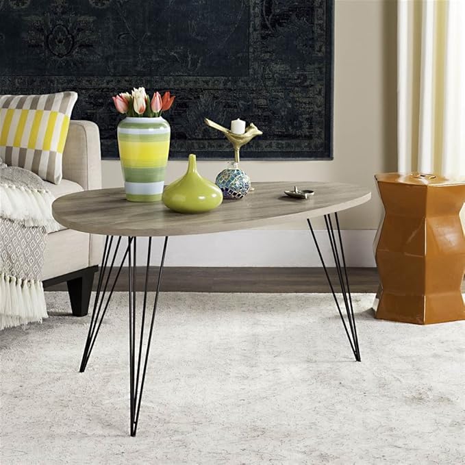 Safavieh Home Collection Rocco Retro Mid-Century Light Oak and Black Wood Coffee Table