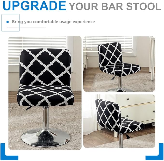 Levoberg Bar Stools Cover Set of 4 Printed Armless Swivel Barstools Slipcovers with Backs Stretch Square Counter Height Bar Stools Covers Modern Style #1