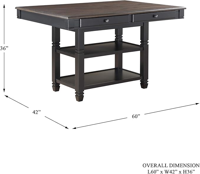 Homelegance 5-Piece Counter Height Dining Table Set, Black/Natural