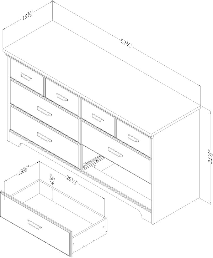 South Shore Versa Collection 6-Drawer Double Dresser, Gray Maple with Antique Handles