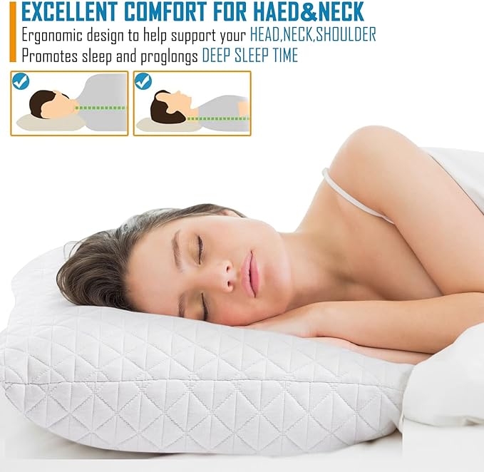 KEYOOHOME Shredded Memory Foam Pillows for Sleeping,Bed Pillows Queen Size Set of 2 Pack Cooling Adjustable,Good for Side and Back Sleeper with Washable Removable Cover