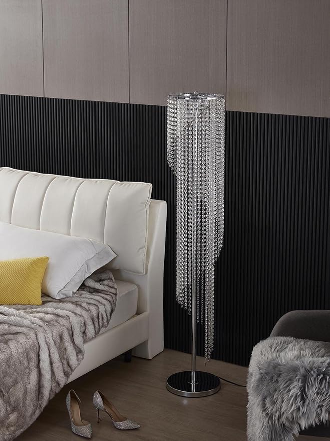 Silver Crystal Floor Lamp S Shape Chrome Finish