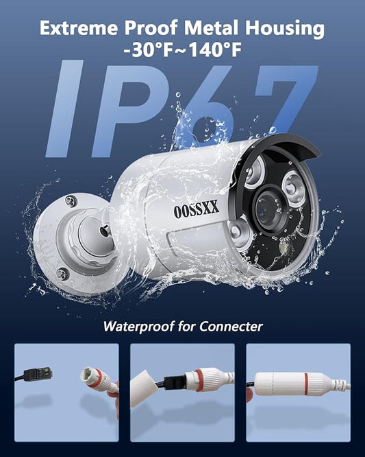 (4K/8.0 Megapixel & 130° Wide-Angle) 2-Way Audio PoE Camera Wired Outdoor Home Security Camera System Indoor Video Surveillance IP Cameras Surveillance System (4Cam-1TB(5MP))
