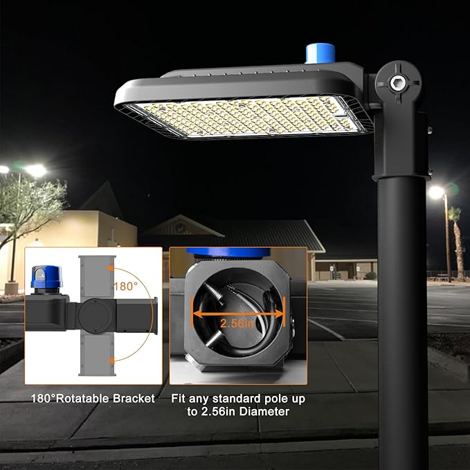 Acohook150W Led Parking Lot Lights Outdoor Commercial Area Street Lighting 5000K 22500LM Eqv.600W HPS Smart Photocell Slipfitter Mount Pole Lights -2Pack