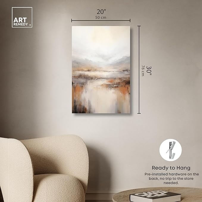 Art Remedy Natural Cascades Canvas Muted Abstract Wall Art, Gallery Wrapped, 20" x 30"