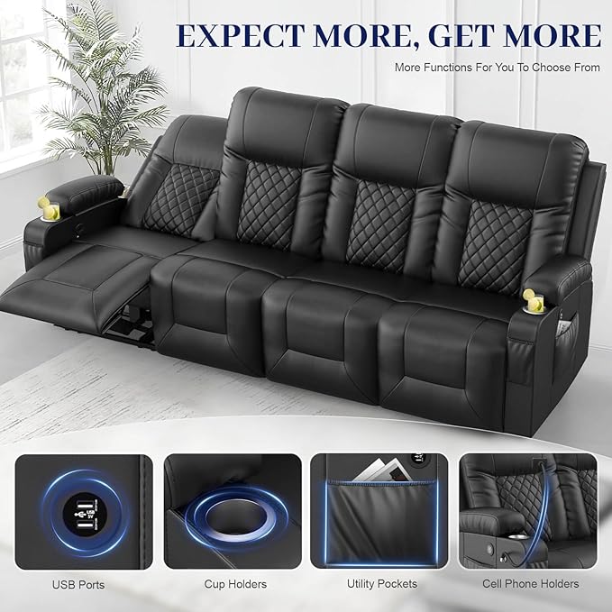 FURNIMAT Oversized Recliner Sofa Set with 4+1 Pieces in Living Room, 4 Seater Reclining Sofa, 1 Recliner Chair with 360 Degree Swivel Single Sofa Seat