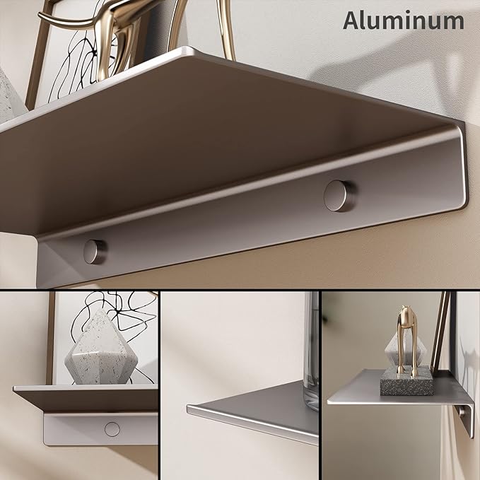 Danpoo Metal Wall Shelf, Small Floating Shelf Bathroom Wall Shelf, 16" Display Shelves for Wall Storage, Grey