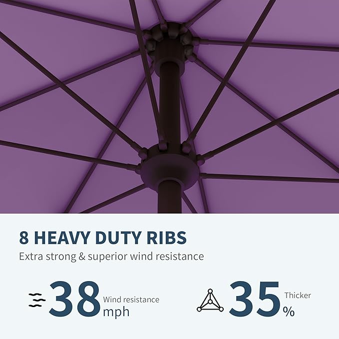 PatioKingdom 11FT Patio Umbrella,Outdoor Umbrella with Push Button Tilt and Crank,Market Table Umbrella with 8 Sturdy Fiberglass Ribs UV Protection