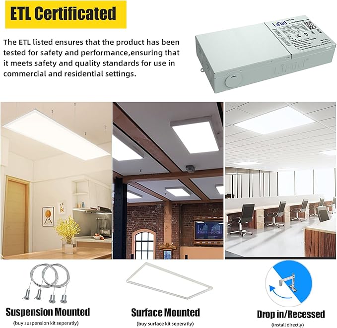 2x4 LED Flat Panel Light, 16 Pack 7800LM 5000K Daylight White, 0-10V Dimmable LED Panel Lights Recessed 2x4 Edge-Lit Troffer Light, Lay in Fixture for Office, ETL Listed