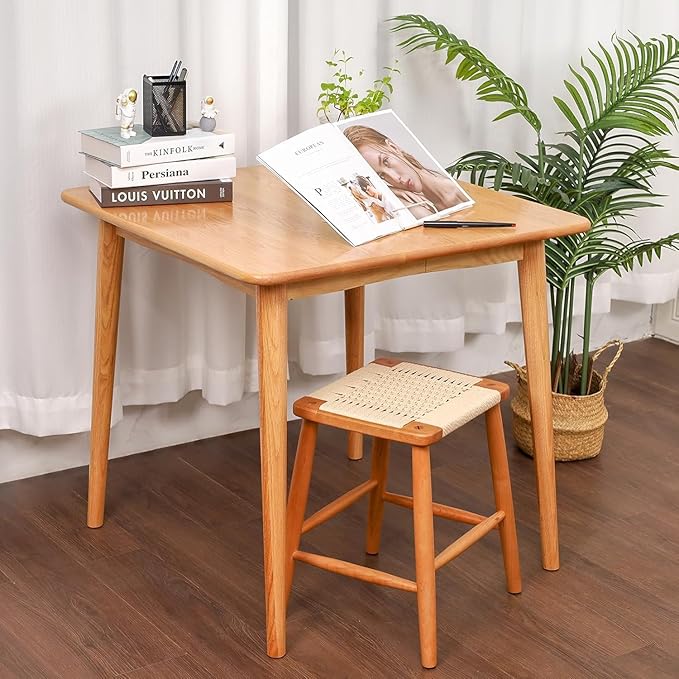 Square Dining Table, Solid Wood Kitchen Table for Small Space, Mid Century Small Kitchen Tables for Island with Natural Oak Wood, 35.4”D x 35.4" W x 29.5" H
