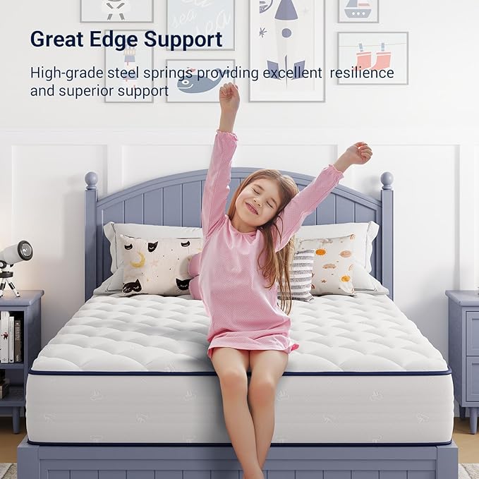 Avenco Twin Mattress, 6 Inch Twin Size Mattress for Kids with Individually Smarts Pocket Springs for Back Pain Relief, Hypoallergenic Fabric Colchones Box Spring No Need, Medium Plush