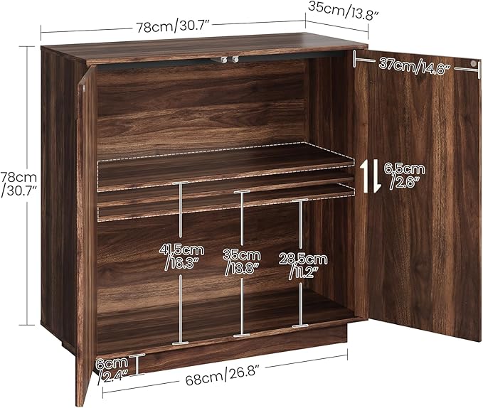 Buffet Cabinet, Sideboard Buffet Cabinet with Storage, Coffee Bar Cabinet, Push-to-Open Doors & Adjustable Internal Shelf, Buffet Table for Kitchen, Dining Room, Walnut MCB01HT