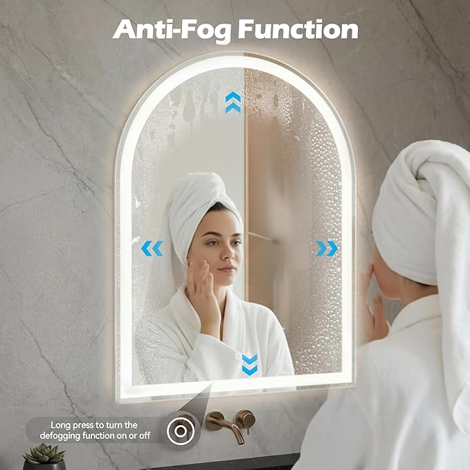 Simple Deluxe 28x36 inch Arched Mirror for Bathroom Vanity Mirror or Wall Decor, Arch Mirror Brushed Metal Frame, Wall Mounted Mirror for Bathroom LivingRoom Bedroom Entryway(28''×36'')