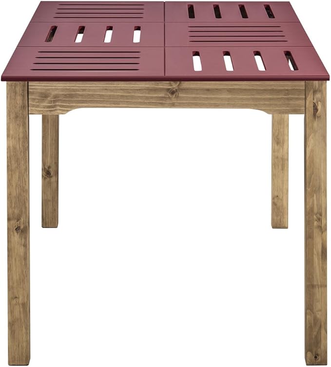Manhattan Comfort Stillwell 47" Solid Pine Wood Dining Table for 6, Mid-Century Modern Kitchen Furniture with Stylish Painted Top, Perfect for Small Spaces, , Red