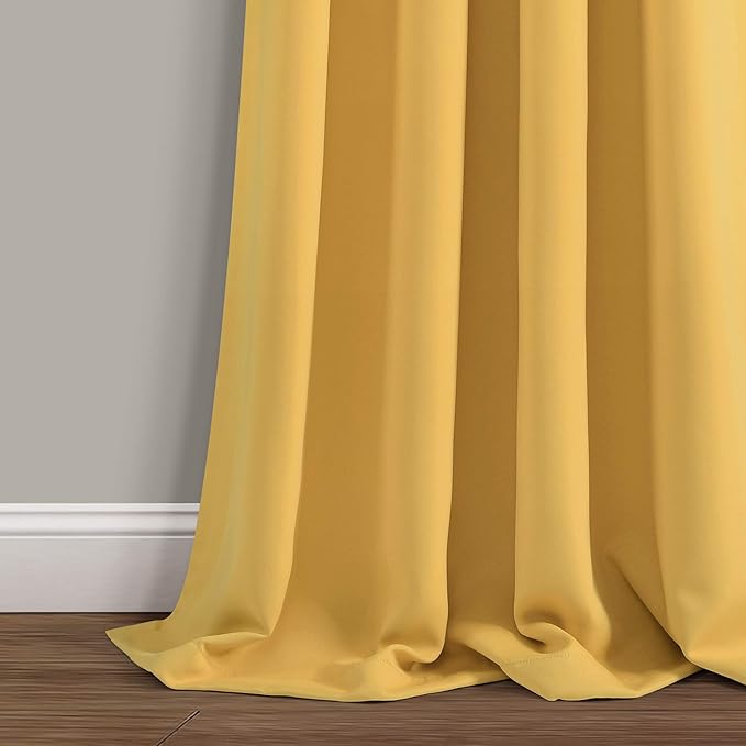 Lush Decor Insulated Grommet Blackout Window Curtain Panels, Pair, 52" W x 84" L, Yellow - Classic Modern Design - Chic Window Decor - Long Curtains For Living Room, Bedroom, Or Dining Room