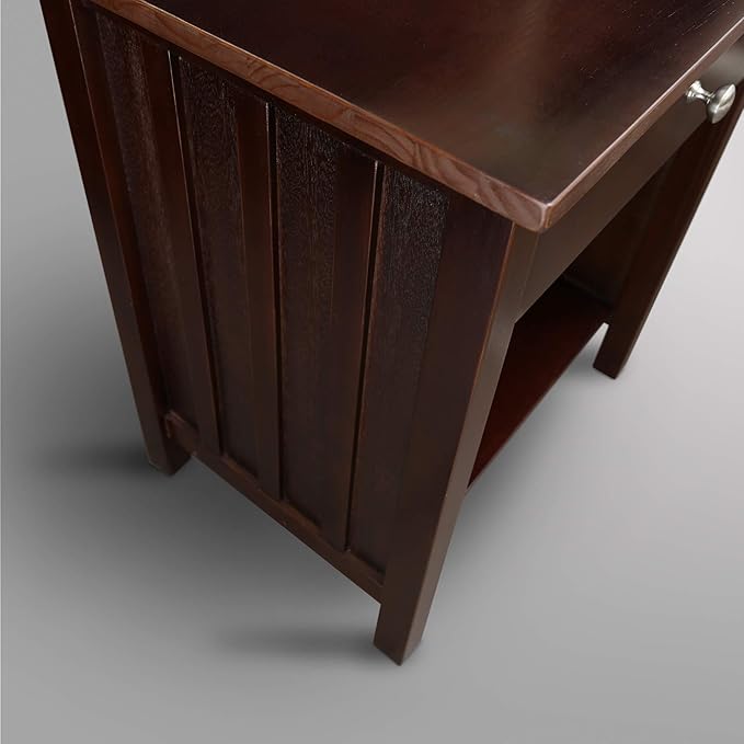 Casual Home Vanderbilt Nightstand with USB Ports-Espresso , 17 in x 24 in x 27 in