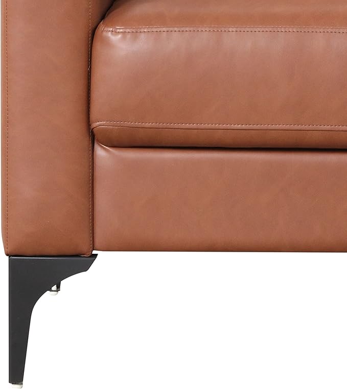 Serta Triton 55.5" Loveseat, Transitional Modern, Dreamcoil Comfort, Metal Legs, Vegan Leather, Brown
