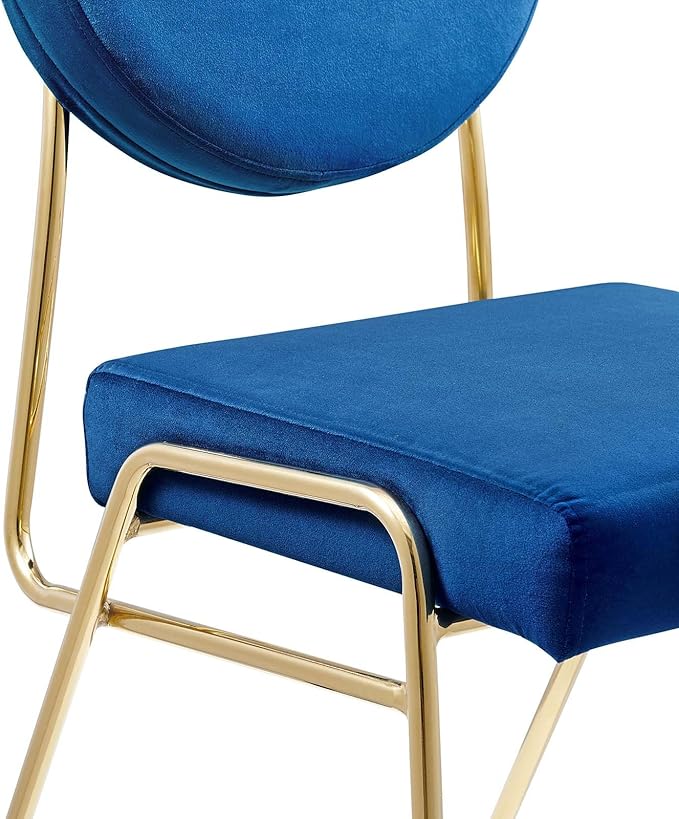 Modway Craft Performance Velvet Upholstered Side Gold Navy, Dining Chairs-Set of 2