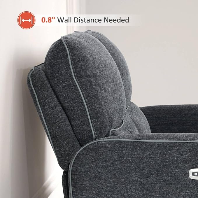 MCombo 60" Wall Hugger Power Loveseat Recliner Sofa with Adjustable Headrest, RV Reclining Loveseat with USB and Type C Charge Ports for Living Room 6924 (Dark Grey, Loveseat)