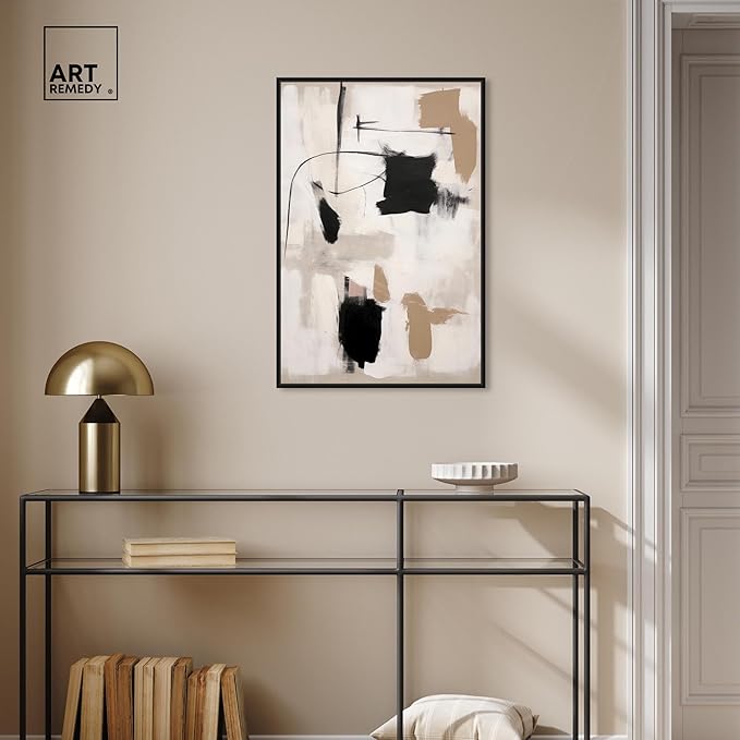 Art Remedy Strings in Abstraction Canvas Muted Abstract Wall Art, Black Frame, 20" x 30"
