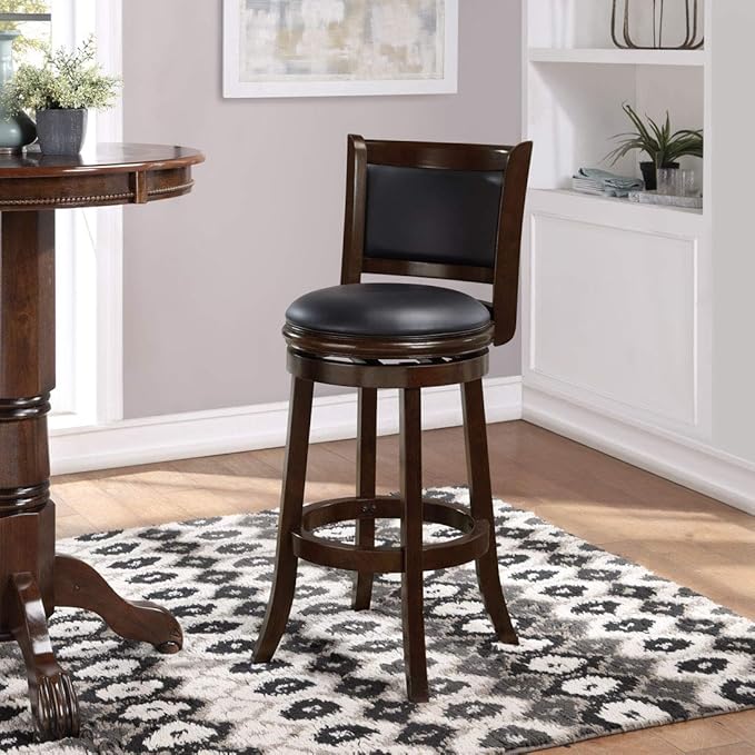 Boraam Augusta Swivel Bar Stool - Black/Cappuccino