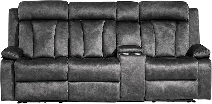Electric Power Reclining Sofa, 3-Seater Sofa with Flip-Top Console, Massage & Heat, Recliner Couch with Storage, USB Ports, and Cup Holders - Perfect for Living Room Comfort (Gray)