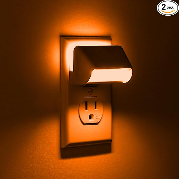 myCozyLite Amber Night Light Plug in, Dual Light Modes Adjustable, Dusk to Dawn Sensor, Automatic ON Off, 2 Pack Night Lights Plug into Wall for Bedroom, Bathroom, Kitchen, Hallway, Stairway