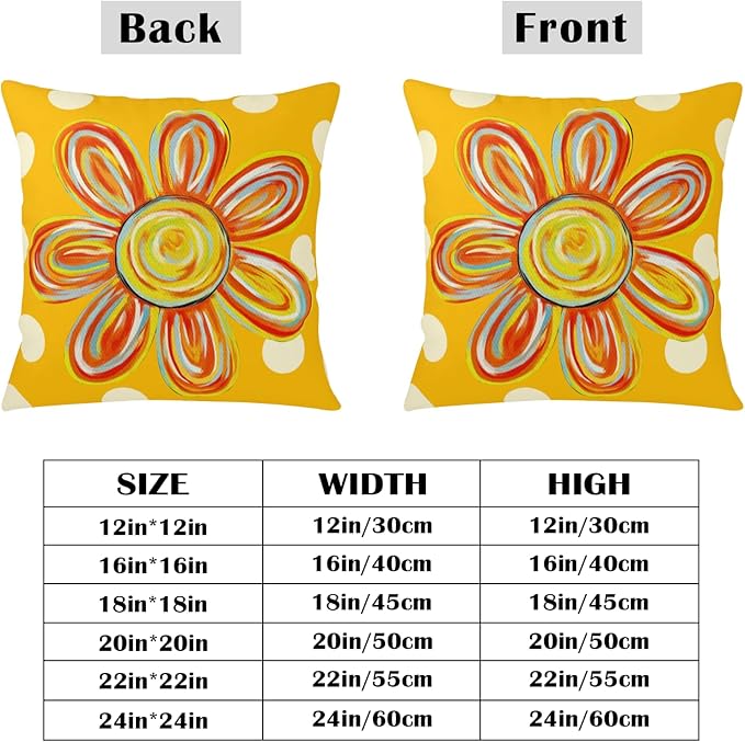 Summer Floral Pillow Covers 18x18 Set of 2 Yellow Daisy Polka Dots Outdoor Throw Pillows Spring Watercolor Flower Farmhouse Pillow Case Seasonal Decoration for Home Sofa Couch Porch