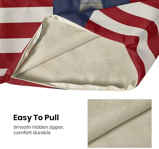 BETGINY 4th of July Pillow Covers 20x20 Set of 2, American Flag Stars and Stripes Freedom Throw Pillow Covers Linen Farmhouse Liberty Patriotic Independence Day for Couch Sofa Home Outdoor Decor