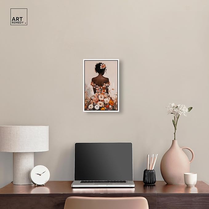 Autumn Bloom Dress Canvas Print Fashion Wall Decor by Art Remedy, White Frame, 10 x 15