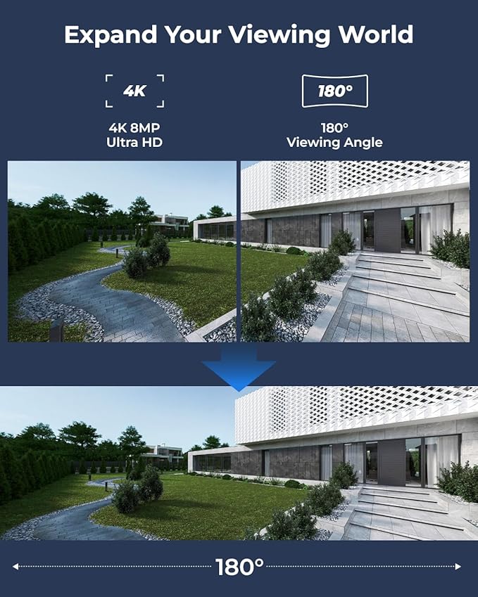 REOLINK 4K 8MP 4G LTE Cellular Security Camera Wireless Outdoor, Dual Lens 180° Wide Angle, Sim Card Included, Continuous Solar Powered, Color Night Vision, 2 Way Talk, Duo 2 LTE + Solar Panel 2