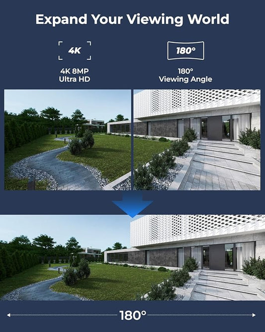 REOLINK 4K 8MP 4G LTE Cellular Security Camera Wireless Outdoor, Dual Lens 180° Wide Angle, Sim Card Included, Continuous Solar Powered, Color Night Vision, 2 Way Talk, Duo 2 LTE + Solar Panel 2