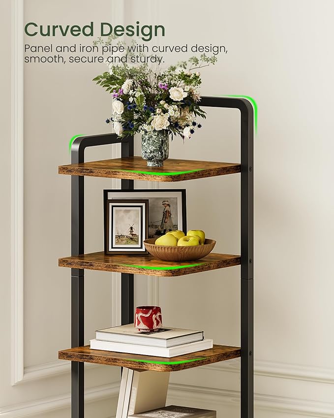 8-Tier Vertical Shoe Rack, Narrow Shoe Tower, Corner Shoe Storage Organizer, Shoe Shelf, for Small Spaces, Industrial Style, for Entryway, Hallway, Living Room, Rustic Brown and Black TXJ08BF