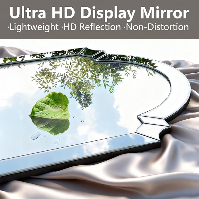 Chende Arched Full Length Mirror, 59" x 30" Large Decorative Wall Mirror with Beveled Glass Frame for Wall Decor Living Room, Bathroom, Bedroom, Dining Room, Unique Design