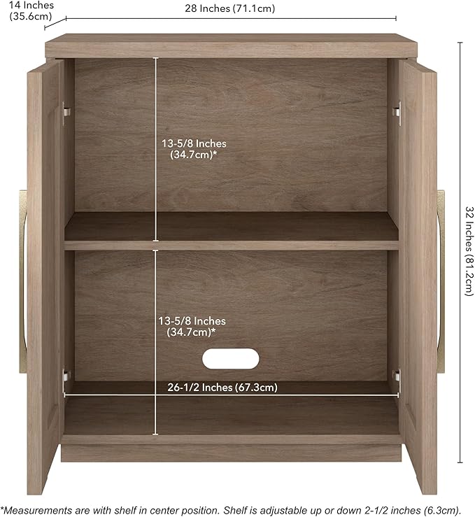 Henn&Hart 28" Accent Cabinet, Modern Sideboard Buffet Cabinet with 2 Panel Doors, an Adjustable Shelf and Cable Management Cut-Out for Living Room, Dining Room, or Bedroom, Antiqued Gray Oak